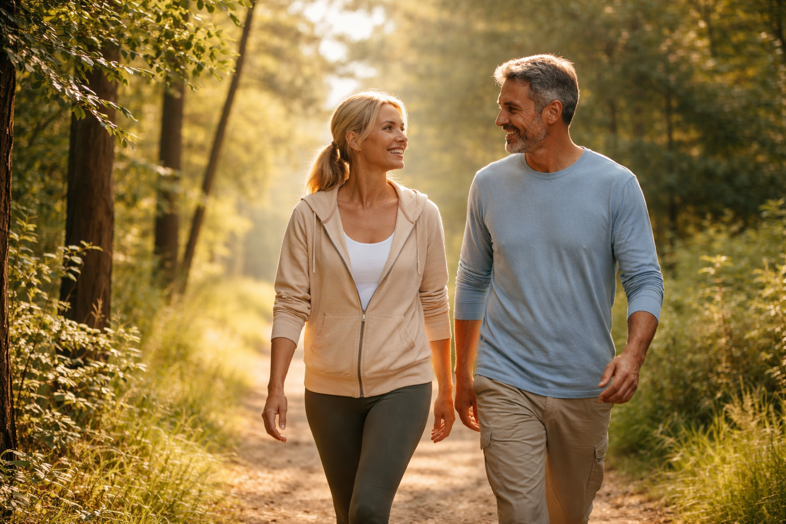 gezond leven na je 40e door rustig wandelen in de natuur