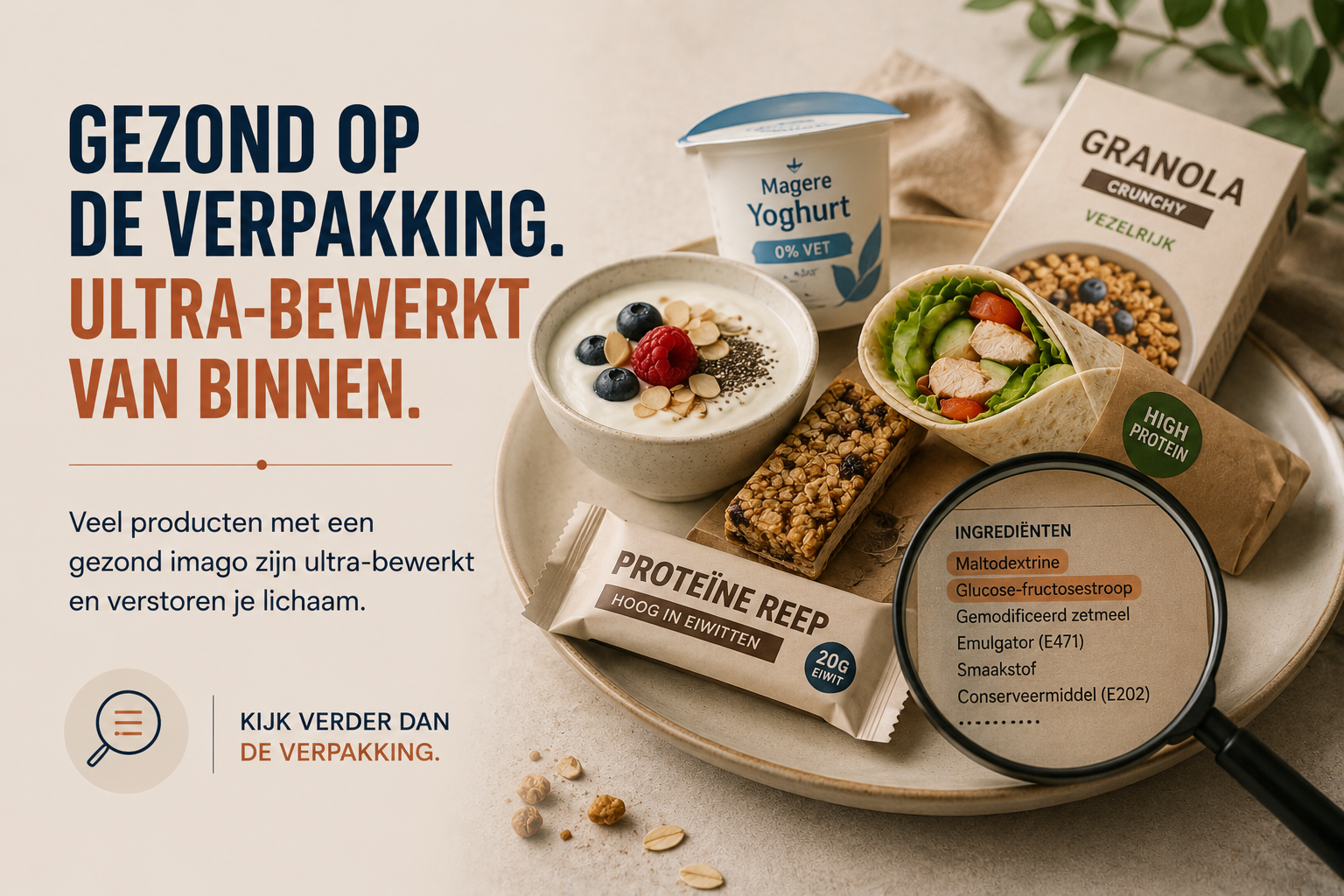 Ultra-bewerkt voedsel na je 40e met producten die gezond lijken maar verborgen ingrediënten bevatten