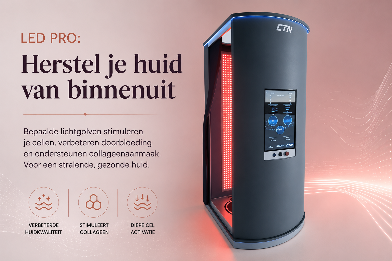Ledpro roodlichttherapie stimuleert huidherstel, collageenaanmaak en celactivatie na je 40e